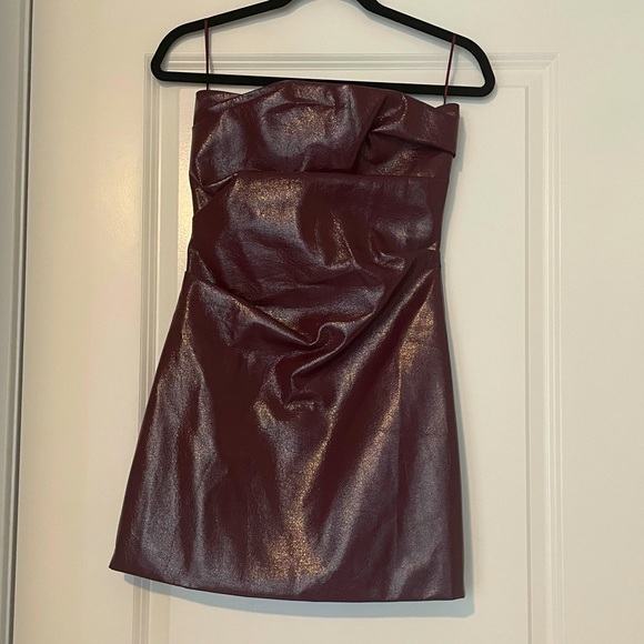 Skylar + Madison Dresses & Skirts - Skylar and Madison Leather Burgundy Mini Dress